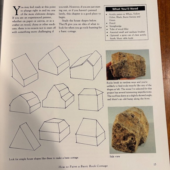 Painting Rocks, Art Instruction Craft Book, Houses, Cottages, Towns, Paperback - Picture 3 of 7